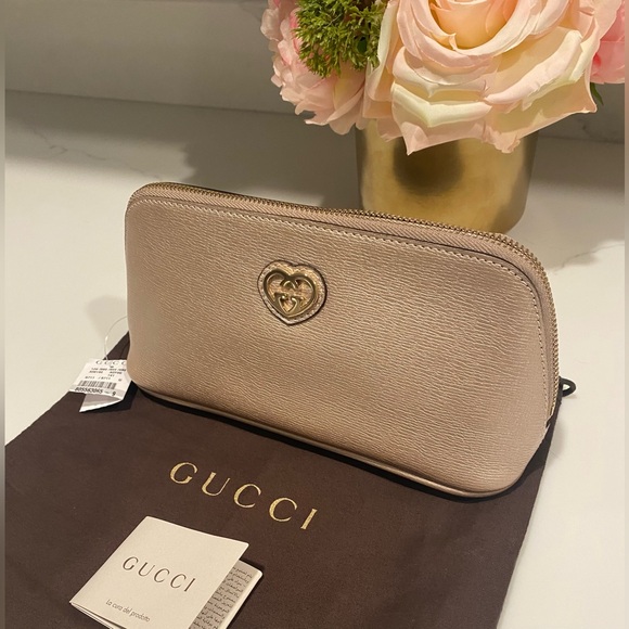 ✨NEW!✨SALE!✨GUCCI✨NWT✨GG GUCCISSIMA RARE HEART LEATHER LARGE POCHETTE BAG CLUTCH - Picture 2 of 14